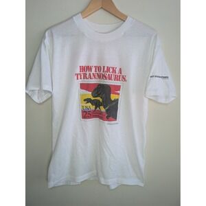 Vintage 1989 USPS Dinosaur Stamps T-Shirt They're Alive! T-Rex Pteranodon Postal